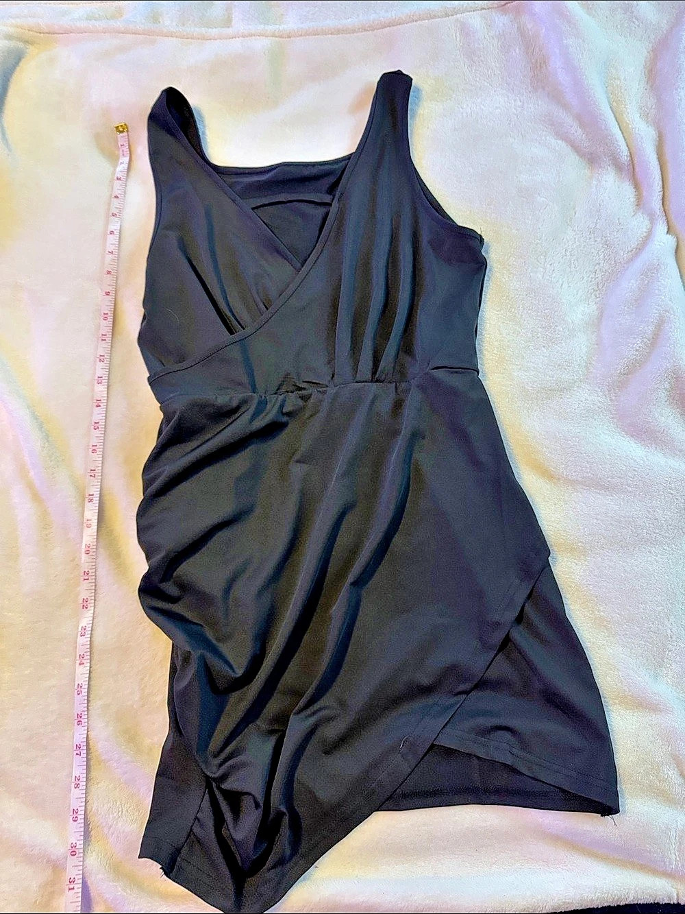 PAULETTE Wrap Front Mini Dress in Black Size Medium Like New